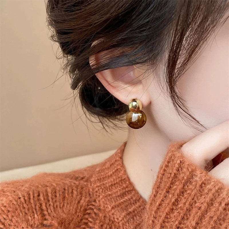 Tiger Eye Protection Dangle Earrings