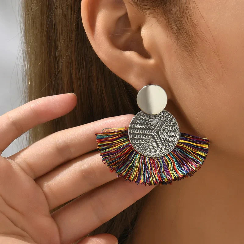 Bohemian Style Fan Drop Earrings in Multicolor