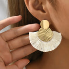 Bohemian Style Fan Drop Earrings in White