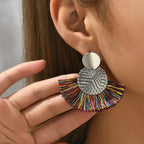 Bohemian Style Fan Drop Earrings in Multicolor
