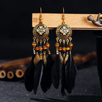 Ethnic Style Feather Drop Earrings 1