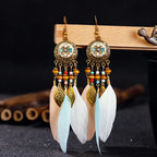 Ethnic Style Feather Drop Earrings 2