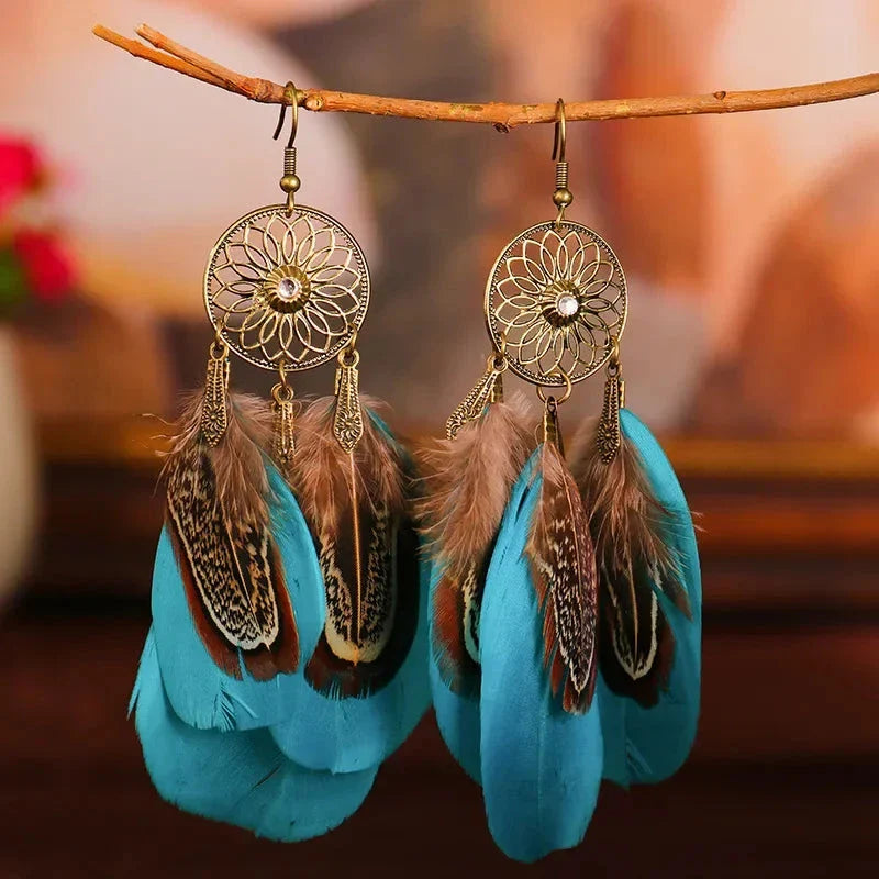 Ethnic Style Feather Drop Earrings 3