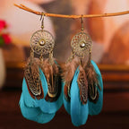 Ethnic Style Feather Drop Earrings 3