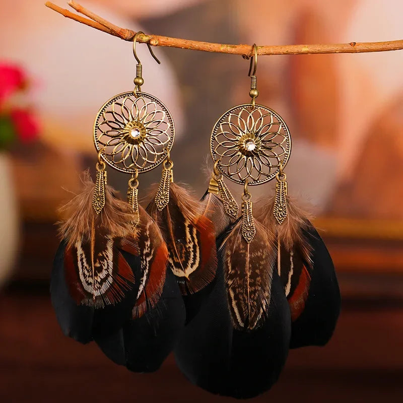 Ethnic Style Feather Drop Earrings 5