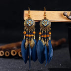 Ethnic Style Feather Drop Earrings 6