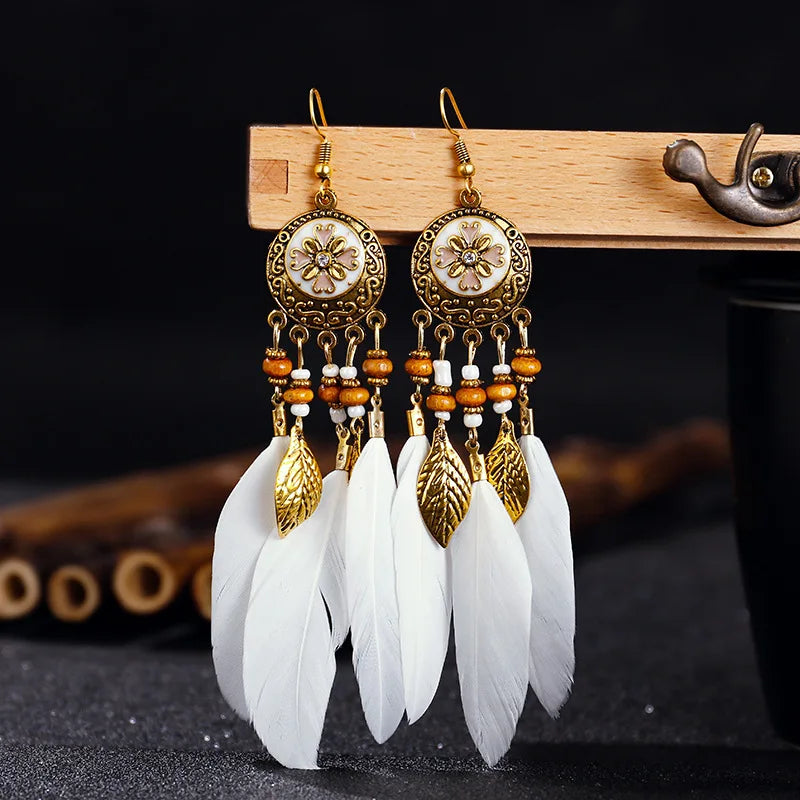 Ethnic Style Feather Drop Earrings 8