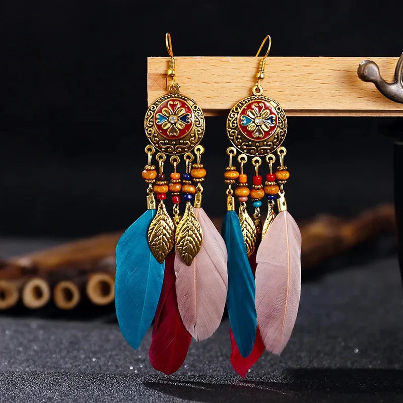 Ethnic Style Feather Drop Earrings 10