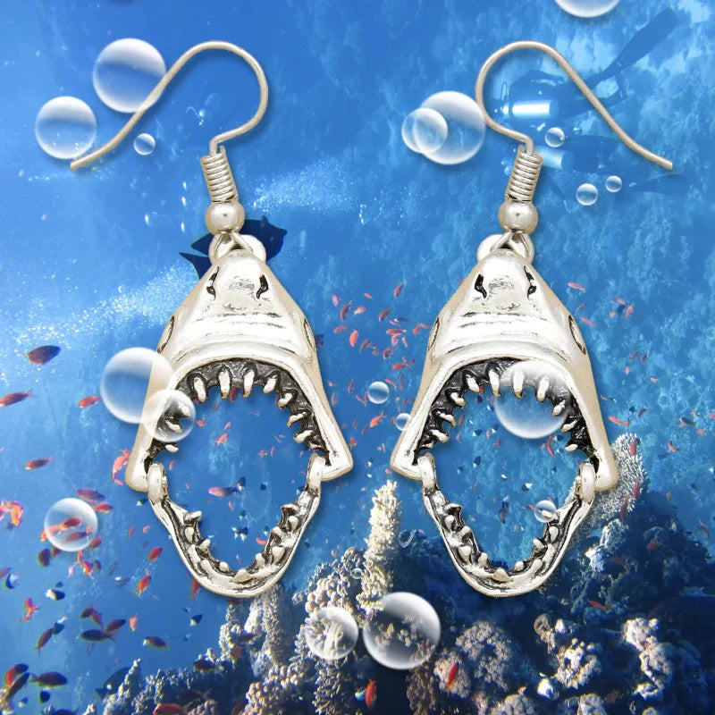 Shark Tooth Drop Earrings silver