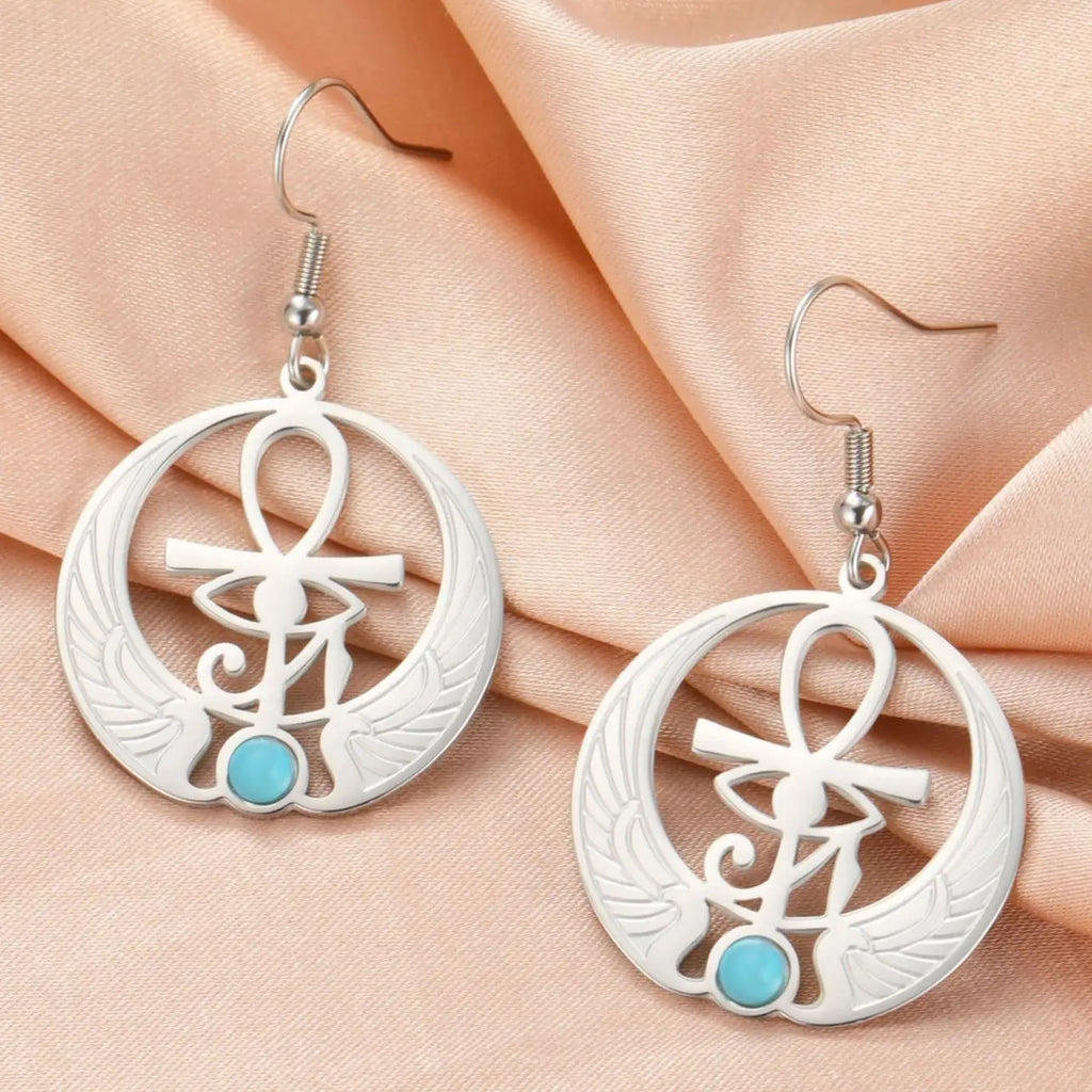Egypt Dangling Earrings Eye of Horus Oudjat silver