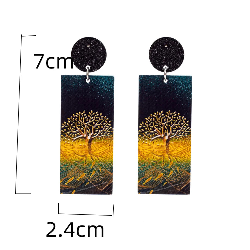 Tree of Life Acrylic Drop Earrings