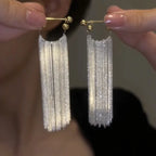 Silver Chain Drop Earrings for Women