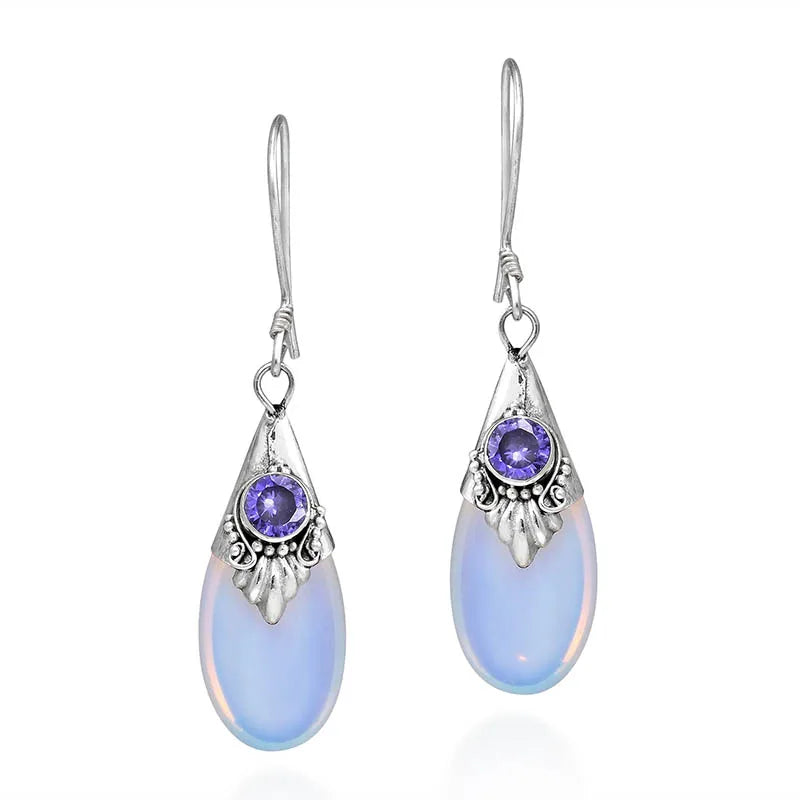 Dangle Earrings and Zircon Moonstone 1
