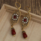 Asymmetrical Ethnic Drop Earrings red