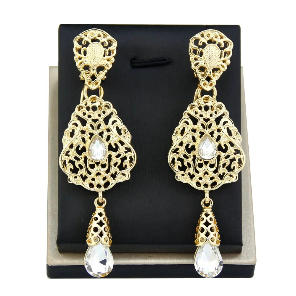 White Oriental Ethnic Dangle Earrings
