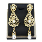 White Oriental Ethnic Dangle Earrings