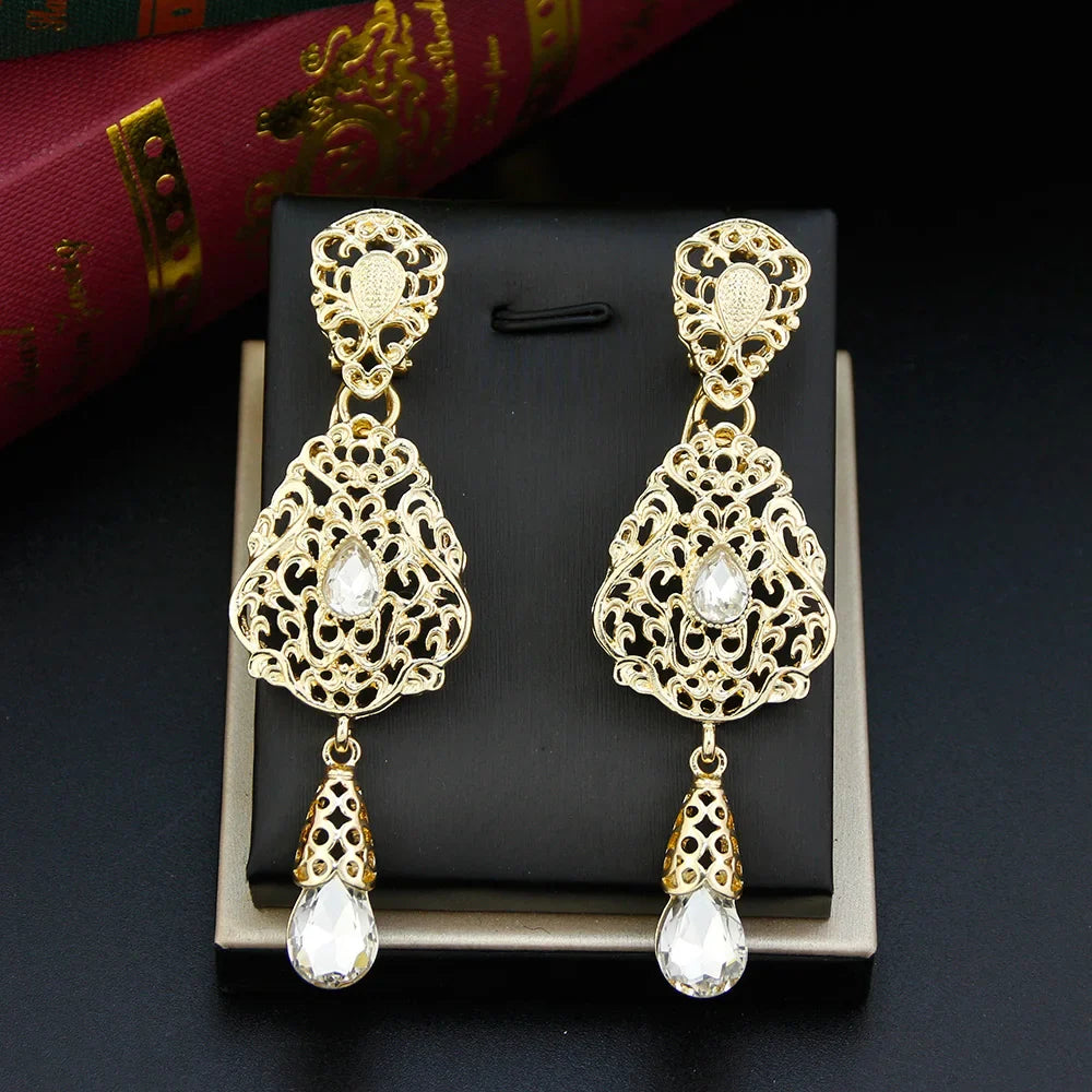White Oriental Ethnic Dangle Earrings