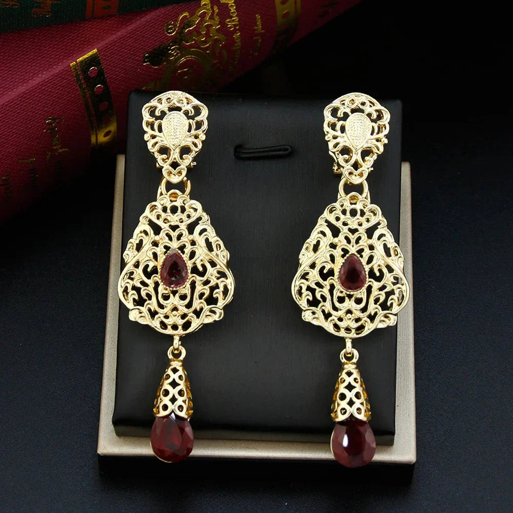Red Oriental Ethnic Dangle Earrings