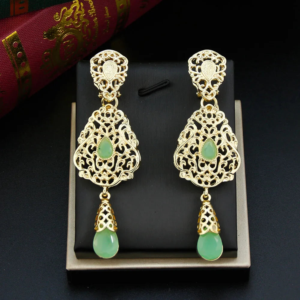 Light Green Oriental Ethnic Dangle Earrings