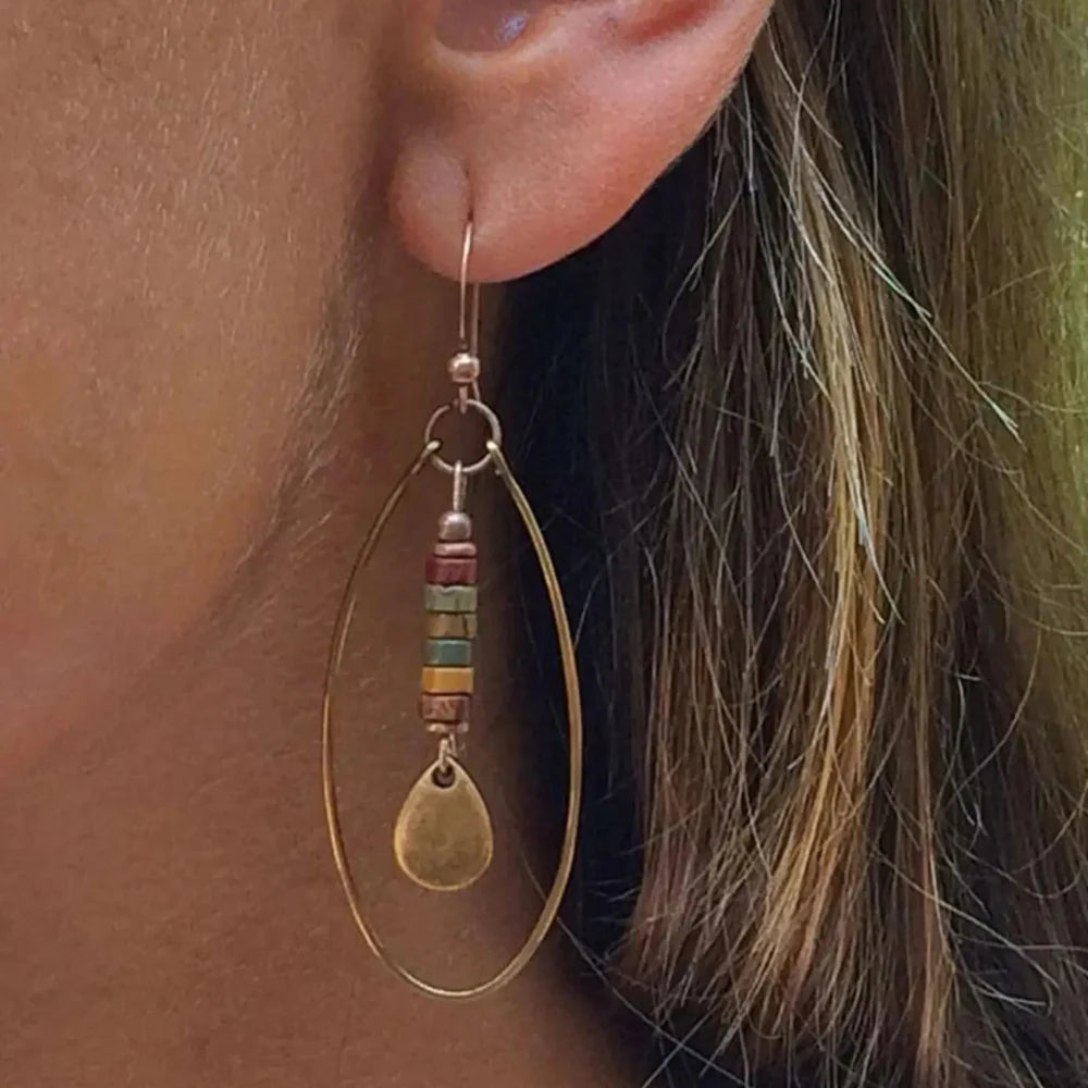 Ethnic Oval Dangle Earrings