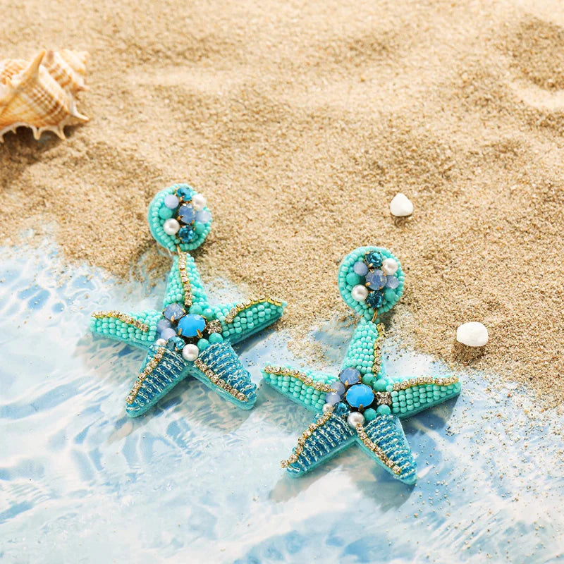 Starfish Shell Drop Earrings