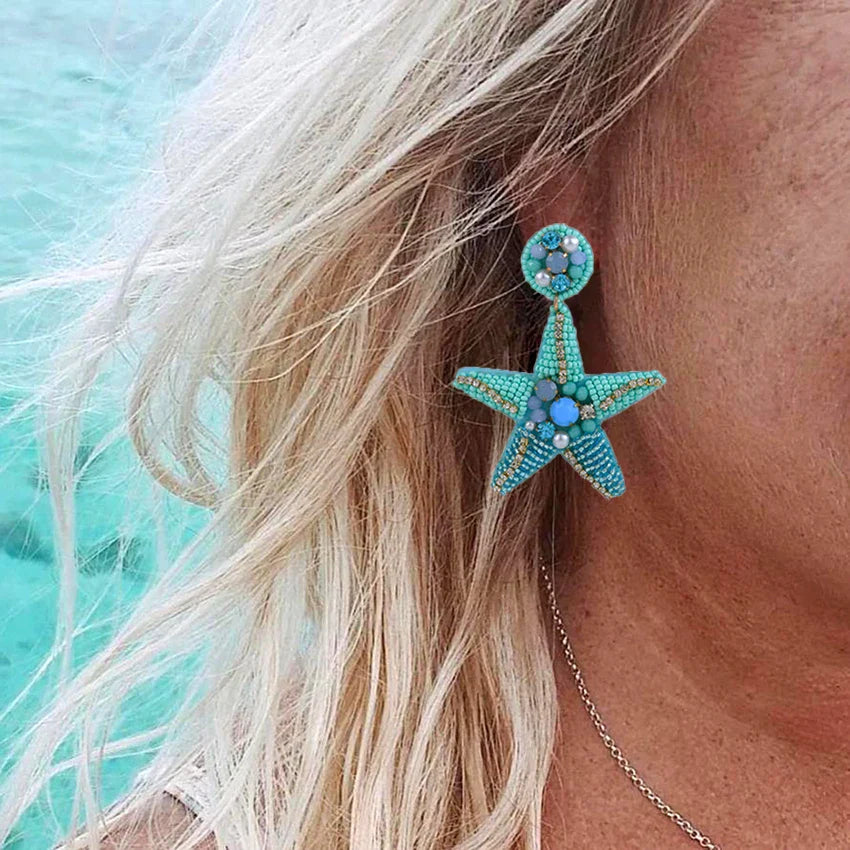 Starfish Shell Drop Earrings
