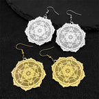 Women's Dangle Earrings Metatron's Cube Silver