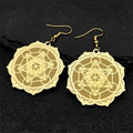 Women's Dangle Earrings Metatron's Cube Gold