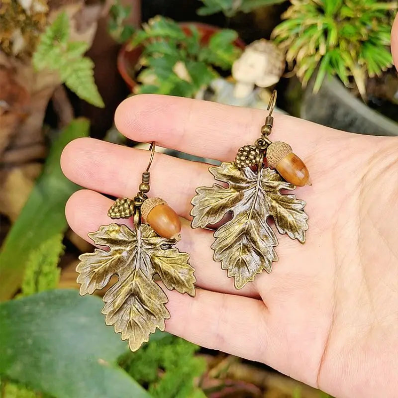 Leaf and Tassel Drop Earrings