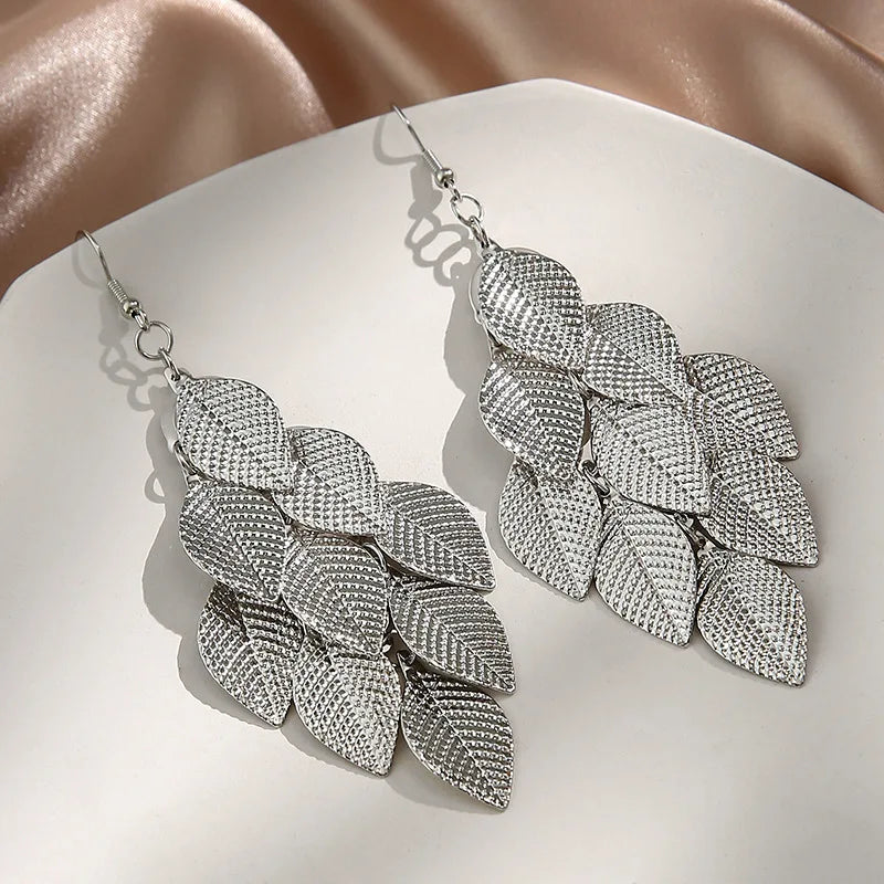 Women's Leaf Drop Earrings silver