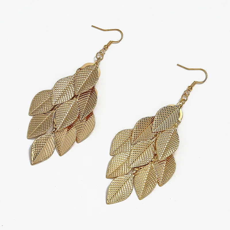 Women's Leaf Drop Earrings gold