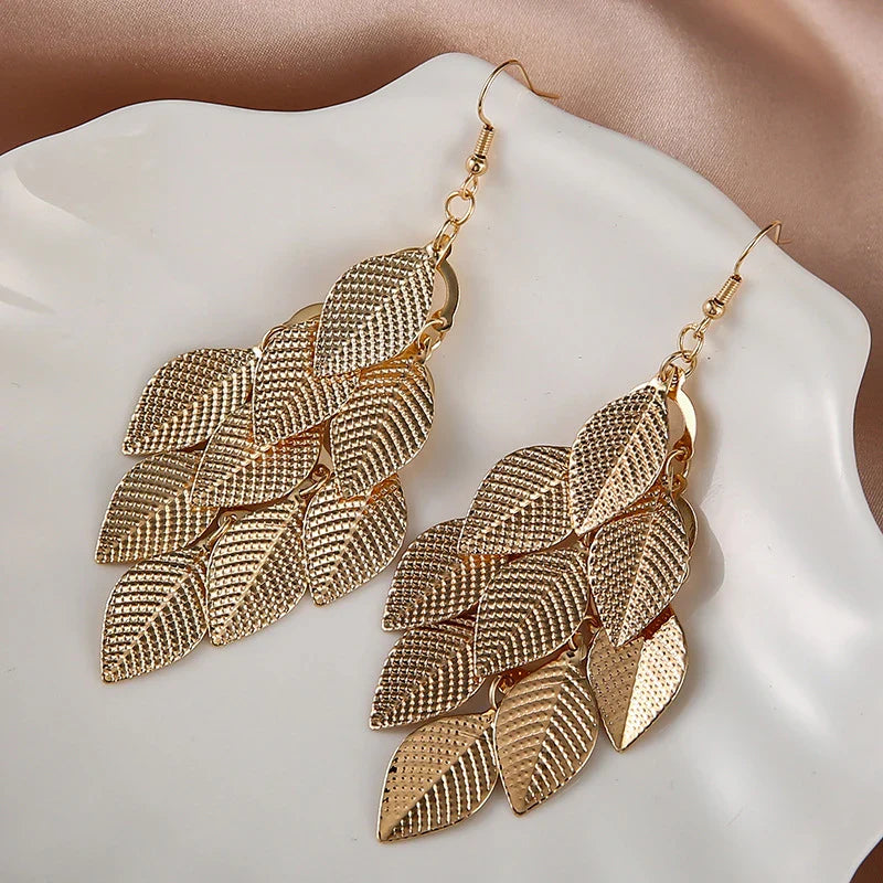 Women's Leaf Drop Earrings gold