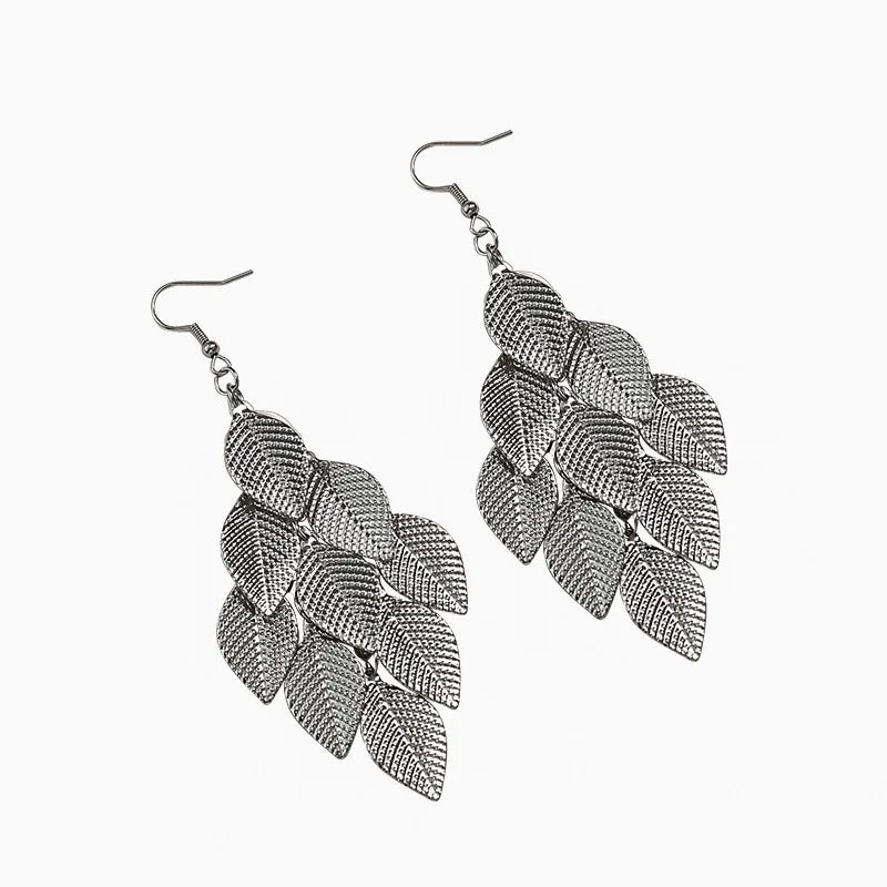 Women's Leaf Drop Earrings silver