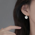 Vintage White Flower Zircon Dangle Earrings