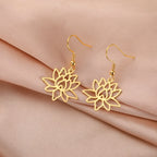 Women's Lotus Flower Drop Earrings gold