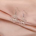 Women's Lotus Flower Drop Earrings silver