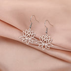 Women's Lotus Flower Drop Earrings silver