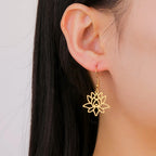 Women's Lotus Flower Drop Earrings gold