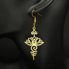 Women's Lotus Flower Dangle Earrings gold