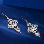 Women's Lotus Flower Dangle Earrings silver