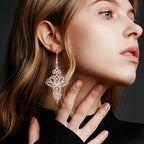 Women's Lotus Flower Dangle Earrings silver