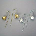 Magnolia Flower Dangle Earrings silver