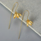 Magnolia Flower Dangle Earrings gold