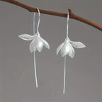Magnolia Flower Dangle Earrings silver