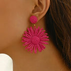 Pink Daisy Flower Dangle Earrings