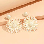 White Daisy Flower Dangle Earrings
