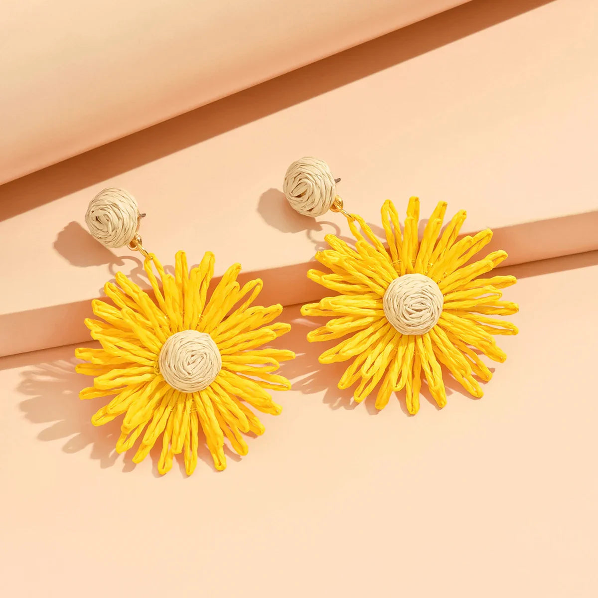 Yellow Daisy Flower Dangle Earrings