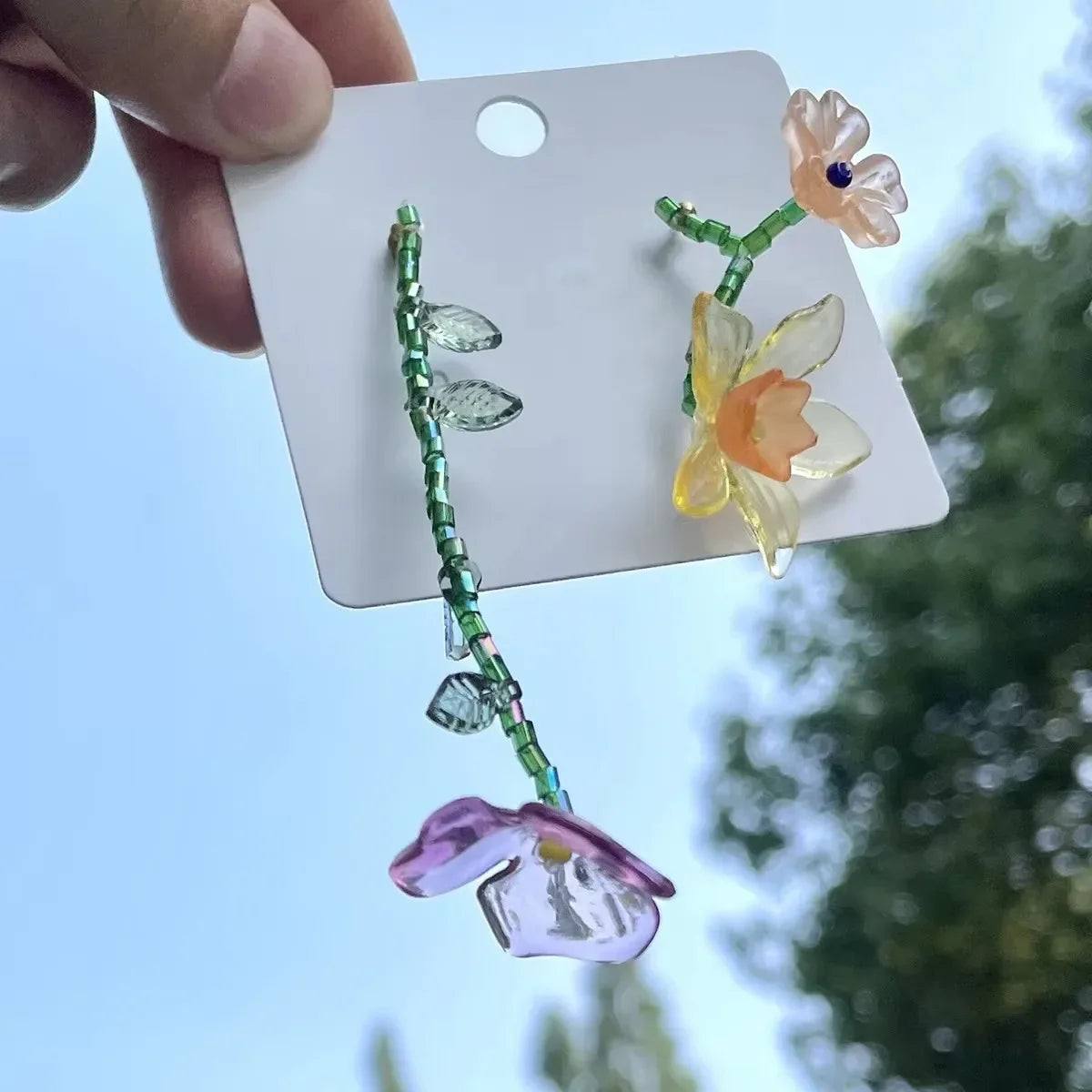 Boho-Style Flower Drop Earrings