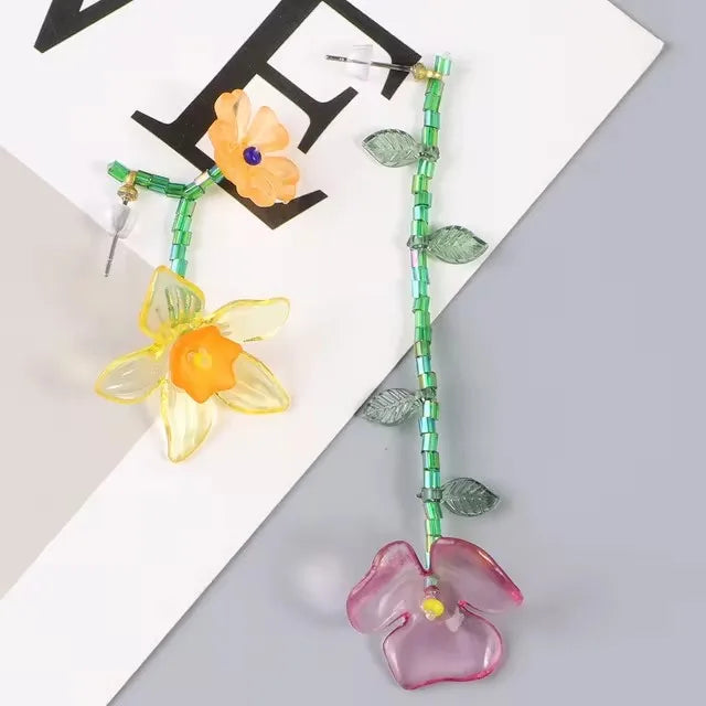 Boho-Style Flower Drop Earrings