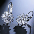 Flower Zircon Drop Earrings white